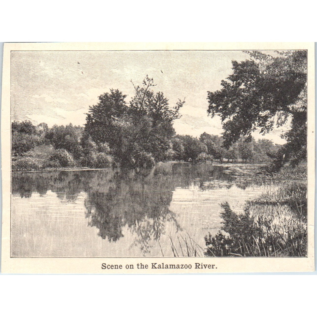 Scene on the Kalamazoo River Michigan 1901 Engraving AF2-A6