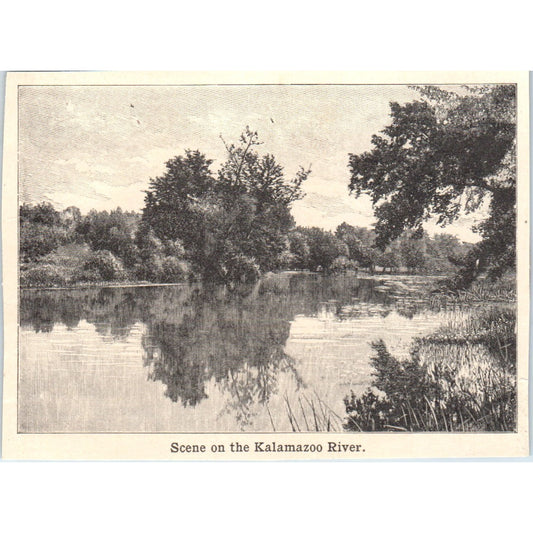 Scene on the Kalamazoo River Michigan 1901 Engraving AF2-A6