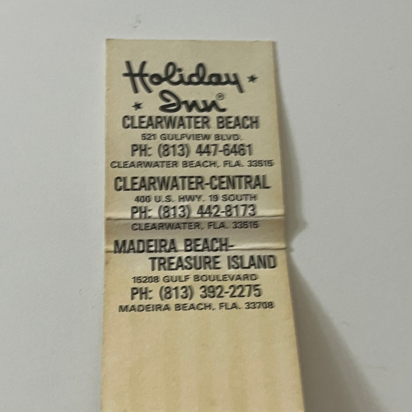 Holiday Inn Clearwater Beach FL Holidex Vintage Matchbook TB6-MB2-11