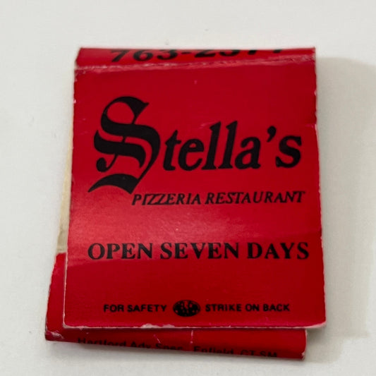 Stella's Pizzeria Restaurant 151 Hazard Ave Enfield CT Matchbook TB8-MB2-10