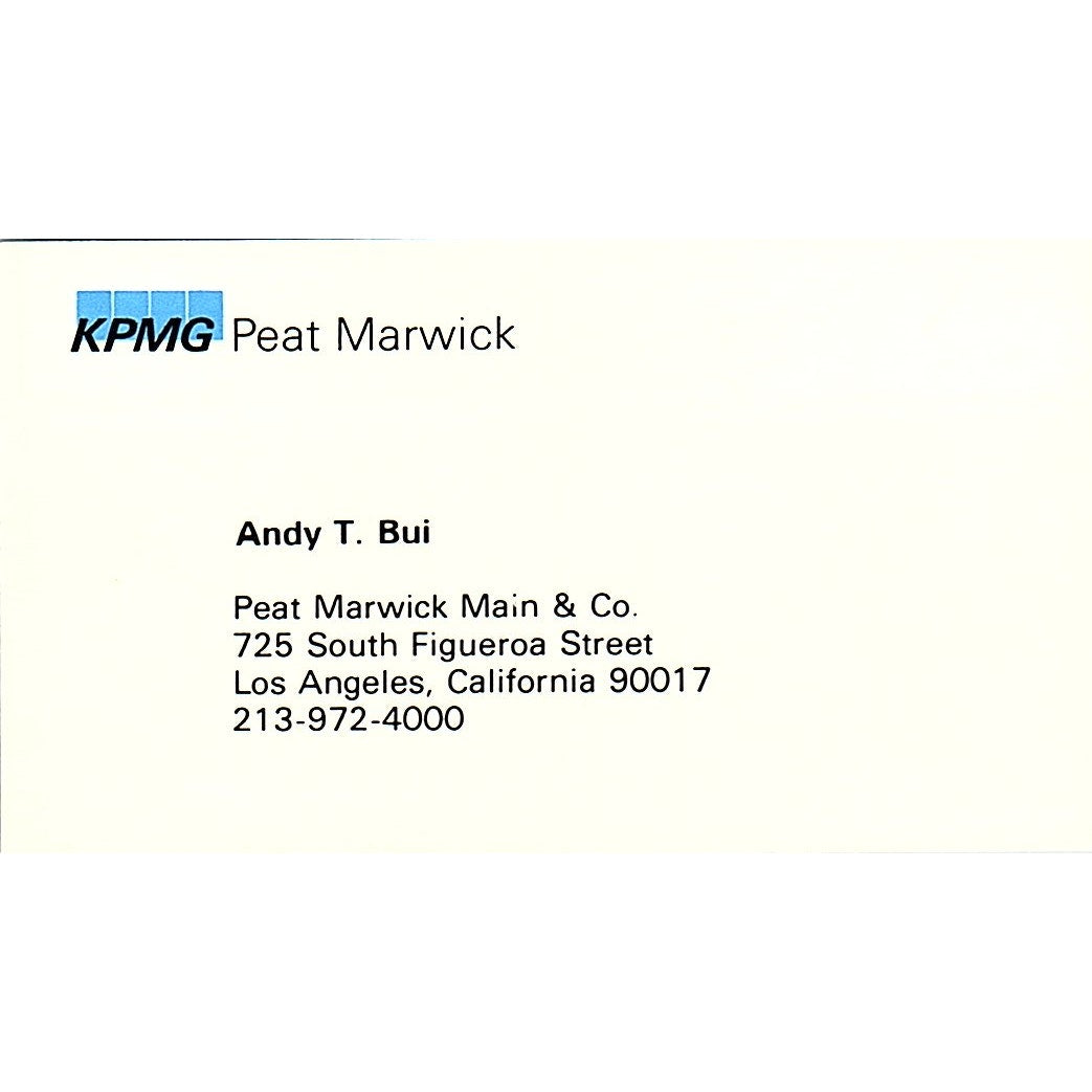Andy T Bui Peat Marwick & Co Los Angeles Vintage Business Card SD9-B1