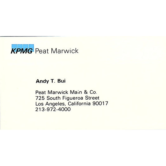 Andy T Bui Peat Marwick & Co Los Angeles Vintage Business Card SD9-B1