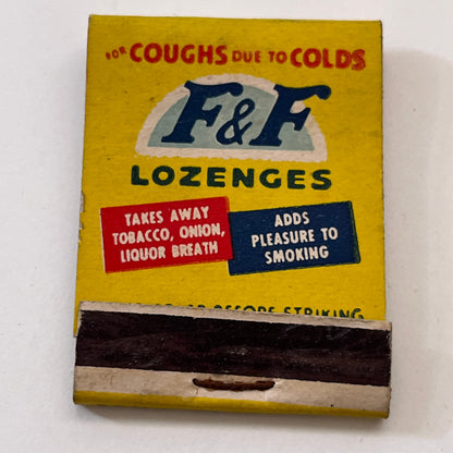 F&F Lozenges For Coughs Due to Colds Vintage Matchbook Cover TB8-MB3-4
