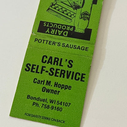 Carl's Self-Service Carl M Hoppe Bonduel WI Vintage Matchbook TB6-MB2-6