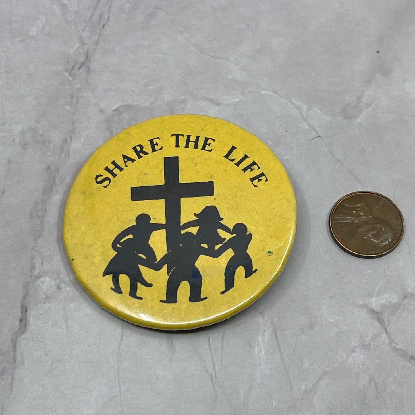 Share the Life Christian Cross Children Vintage Pinback Button TC5-PB