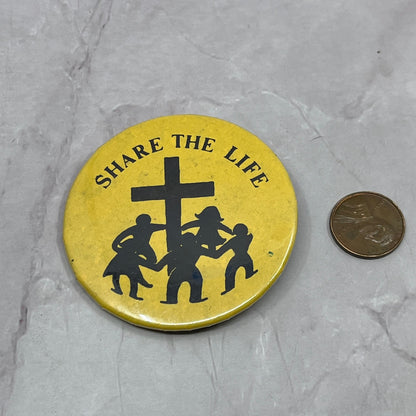 Share the Life Christian Cross Children Vintage Pinback Button TC5-PB