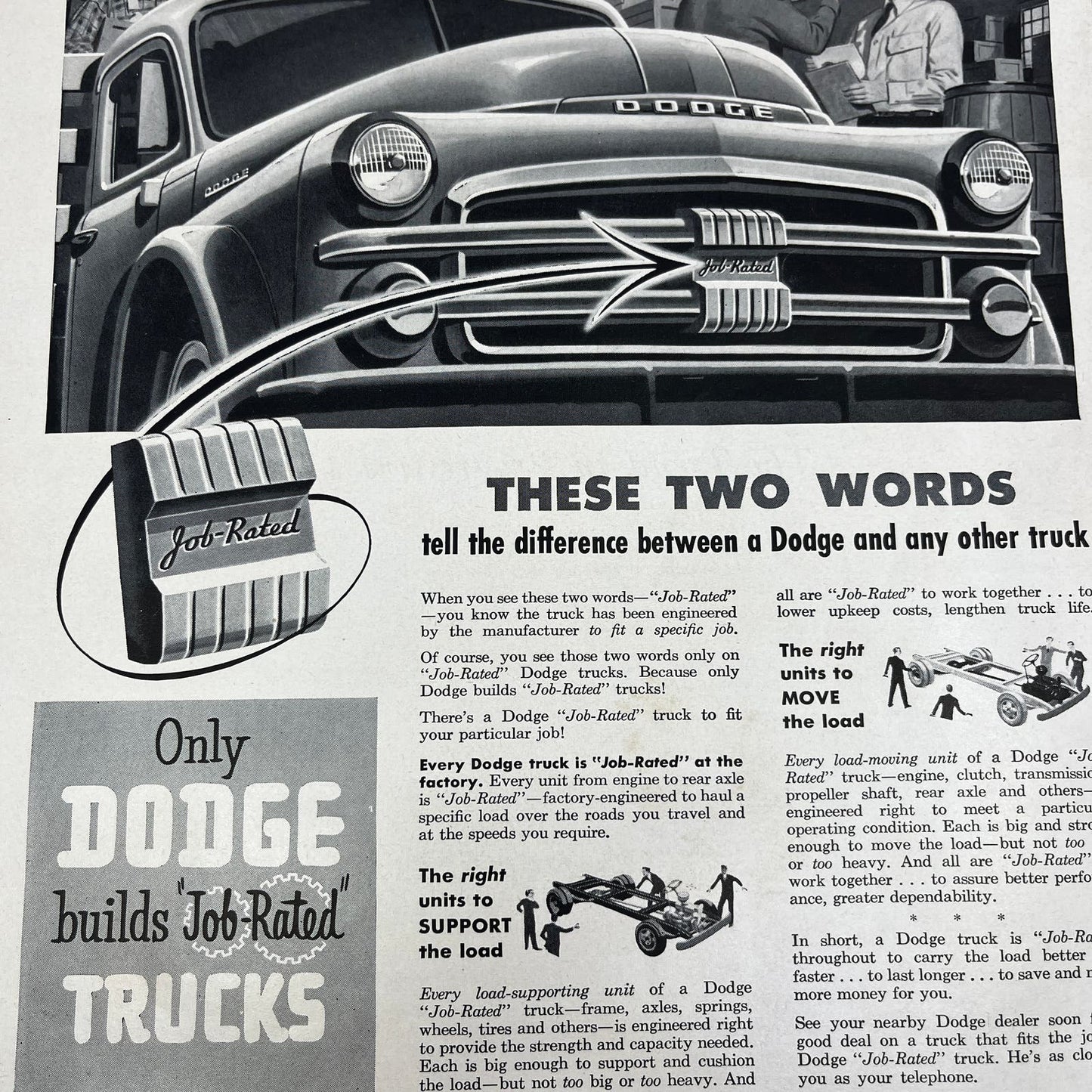 Dodge Job Rated Trucks 1951 Magazine Ad FL6-10