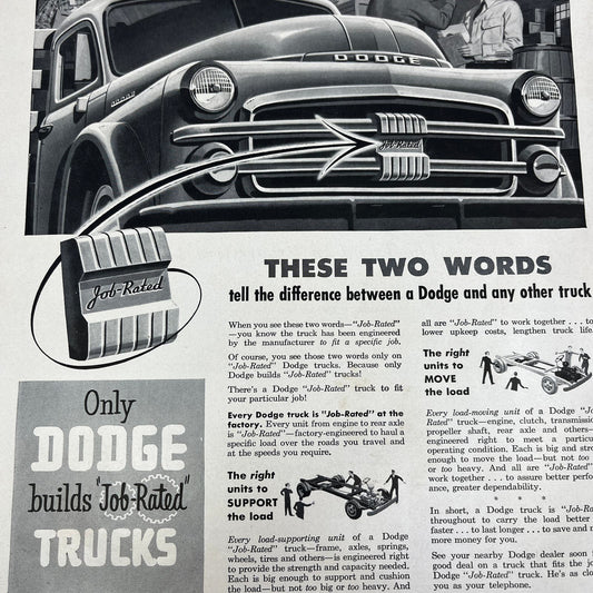 Dodge Job Rated Trucks 1951 Magazine Ad FL6-10