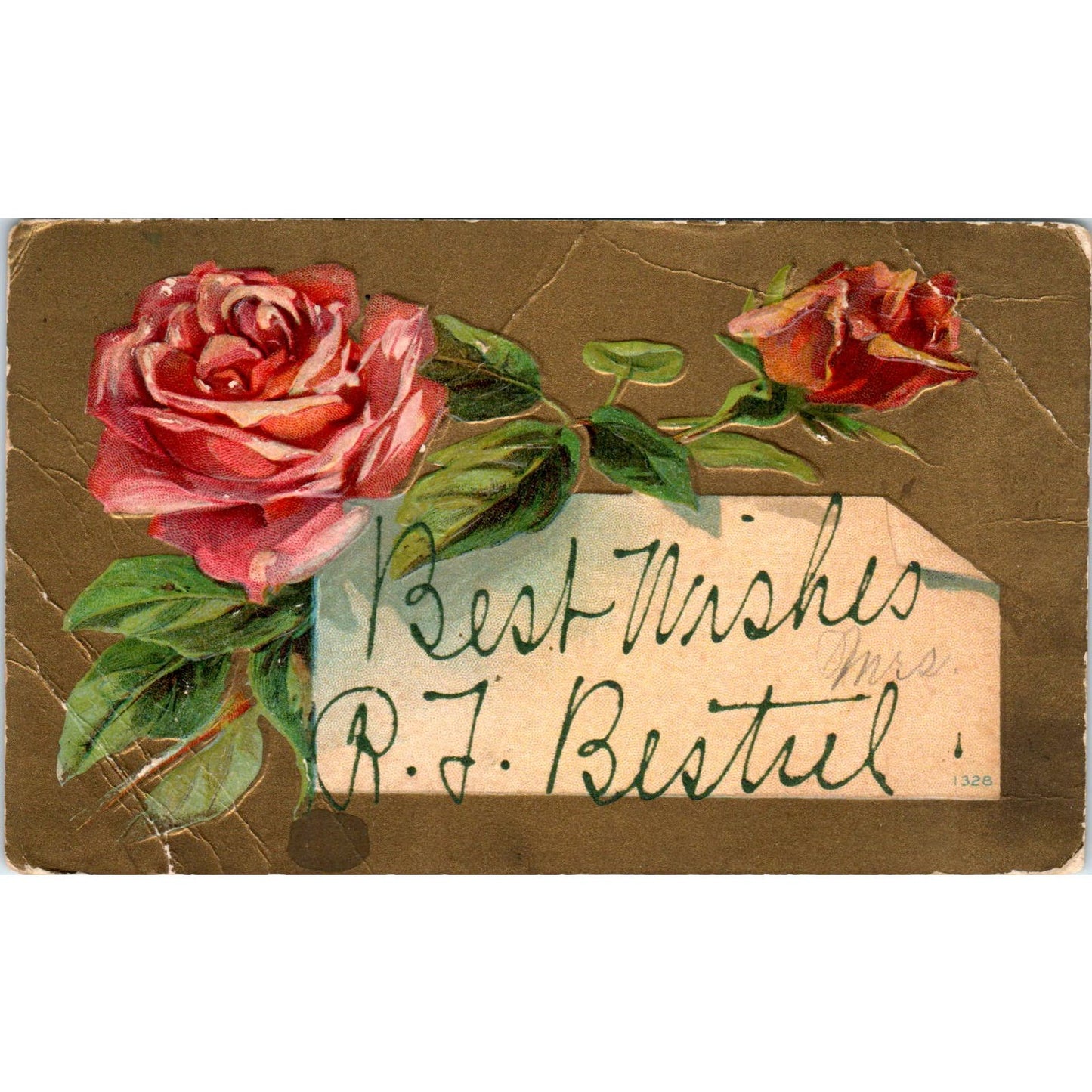 c1910 Best Wishes from Mrs. R.T. Bestul Postcard PD3
