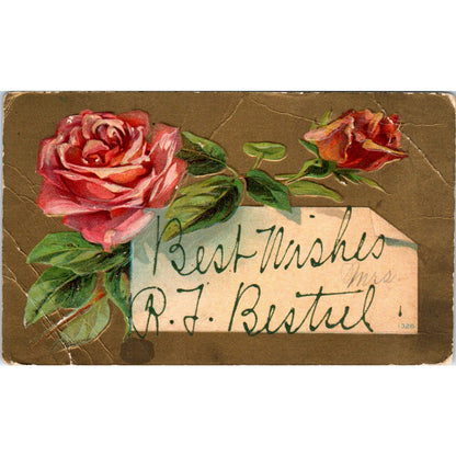 c1910 Best Wishes from Mrs. R.T. Bestul Postcard PD3