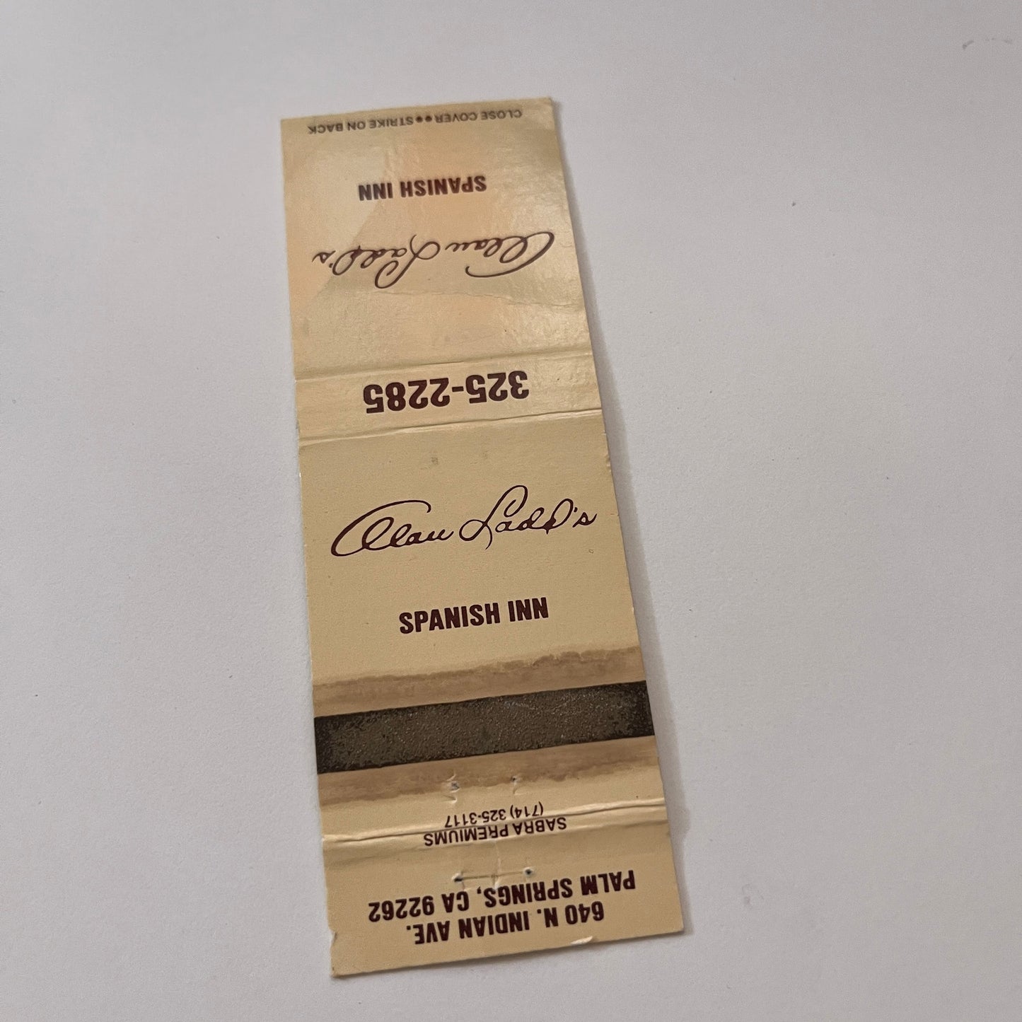 Alan Ladd's Spanish Inn Palm Springs CA Vintage Matchbook Cover TB6-MB2-1