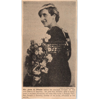 Eleanor R. Gormley Wheeler Marriage Prospect Park 1935 Newspaper Article AE7-N3