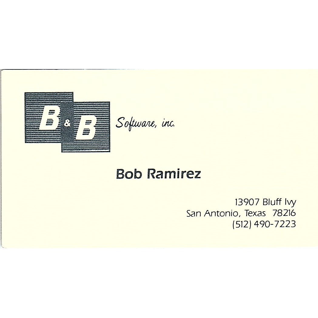 Bob Ramirez B&B Control Systems Inc San Antonio TX Vintage Business Card SD9-B12