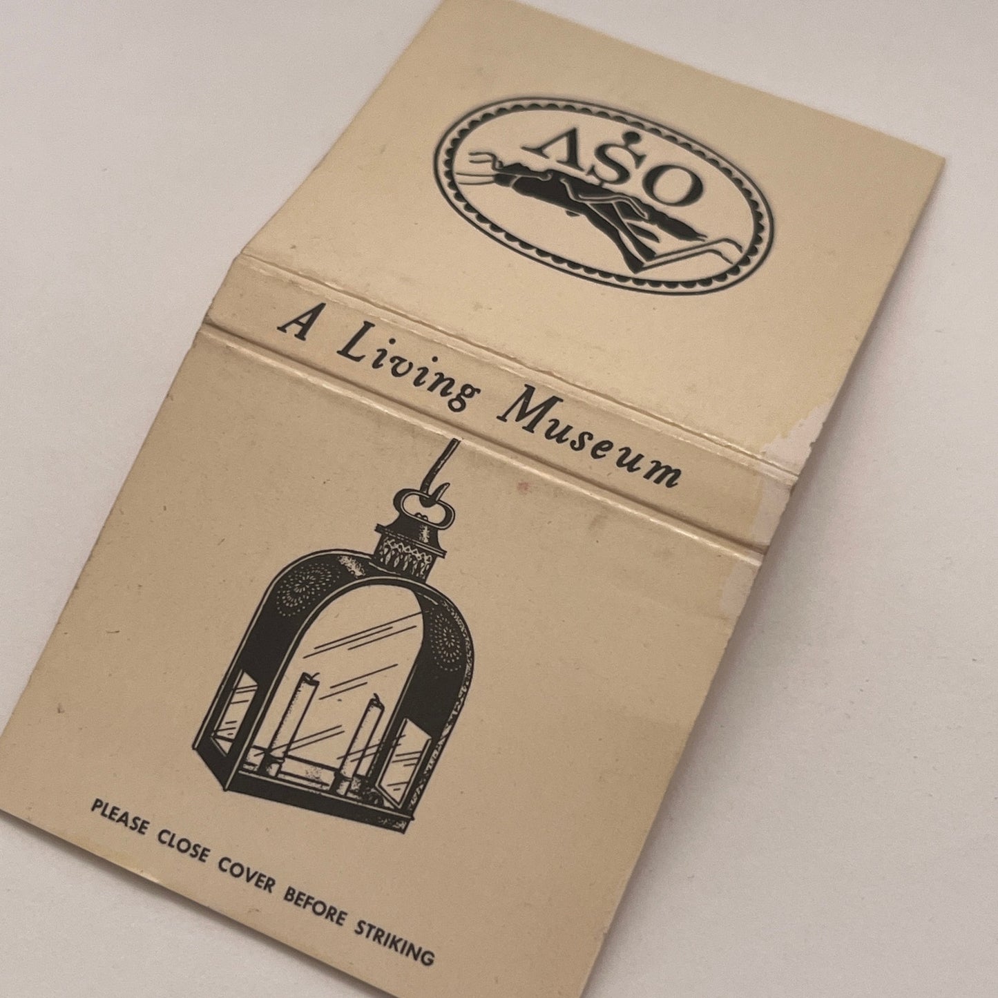 Old Sturbridge Village Tin and Glass Lantern Vintage Matchbook Cover MM4-2