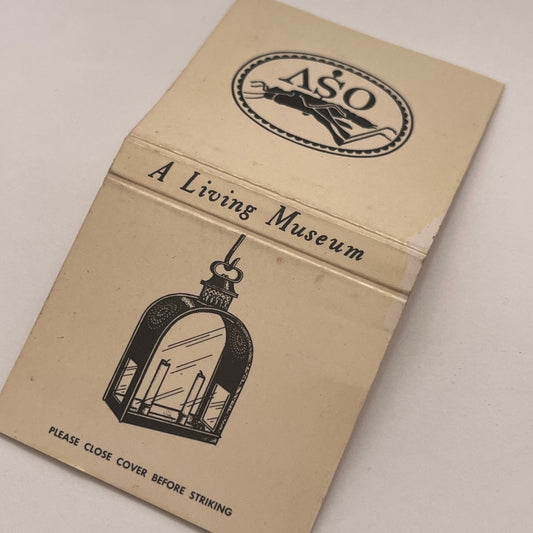 Old Sturbridge Village Tin and Glass Lantern Vintage Matchbook Cover MM4-2