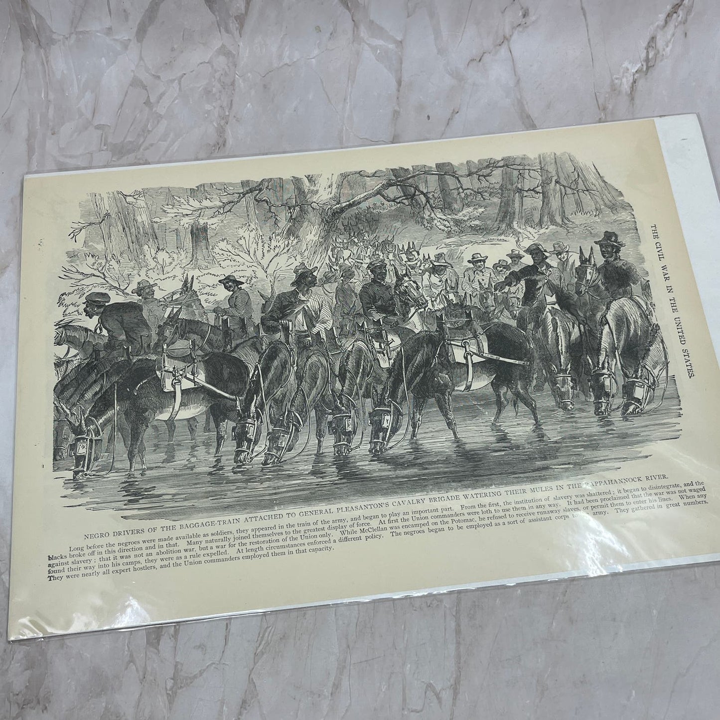 Negro Drivers with Pleasantons Cavalry at Rappahannock Civil War Engraving FL6-9