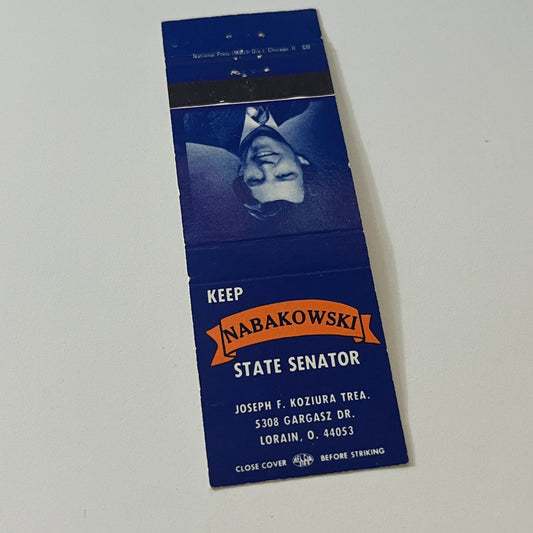 Vote Nabakowski State Senator Lorain OH Vintage Matchbook Cover TB6-MB2-5