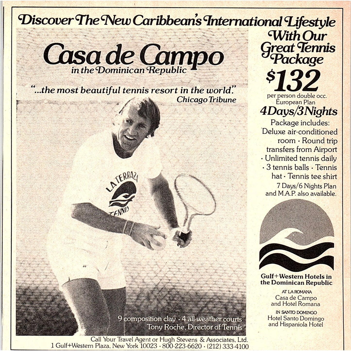 Casa De Campo Tennis Resort Tony Roche Dominican Republic 1977 Ad AF3-M2