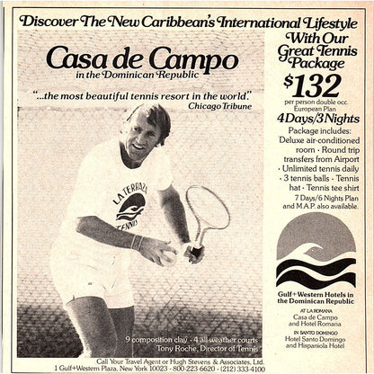 Casa De Campo Tennis Resort Tony Roche Dominican Republic 1977 Ad AF3-M2