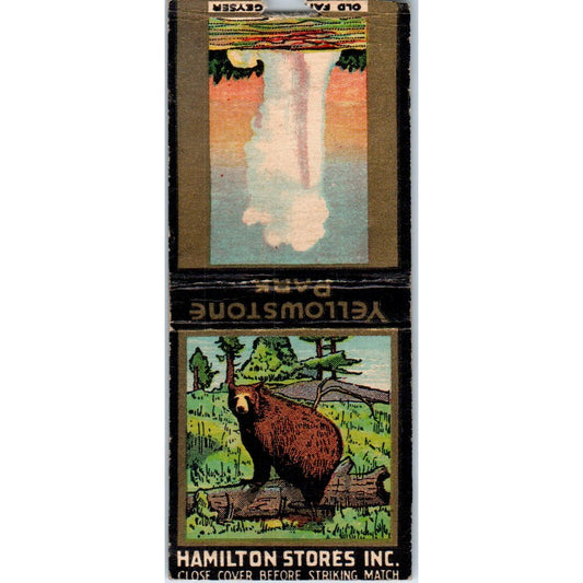 Hamilton Stores Inc Yellowstone Park Bear Vintage Matchbook Cover SD4-Y17