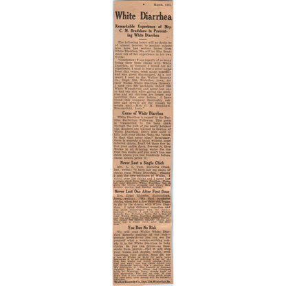 Walker Remedy Co C.M. Bradshaw White Diarrhea Cure 1923 Magazine Ad Clip AE1-2