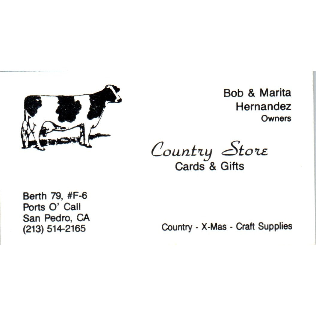 Country Store Bob & Marita Hernandez San Pedro CA Vintage Business Card SD8-B19