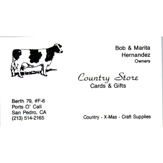 Country Store Bob & Marita Hernandez San Pedro CA Vintage Business Card SD8-B19