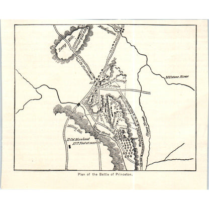 Plan of the Battle of Princeton c1890 Victorian Print AE8-CH2