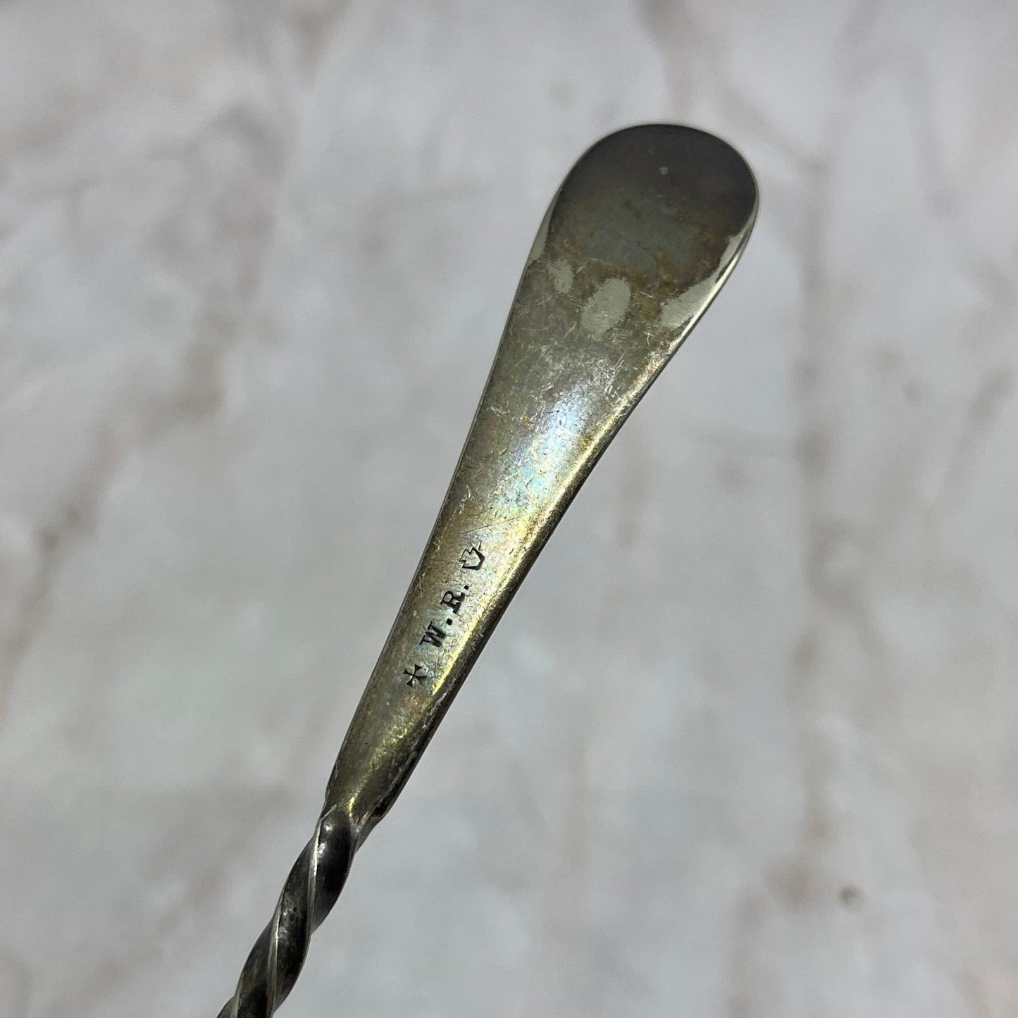 Vintage Long Silver Plate W.R. 1899 Twisted Handle Iced Tea Spoon 8" SB3