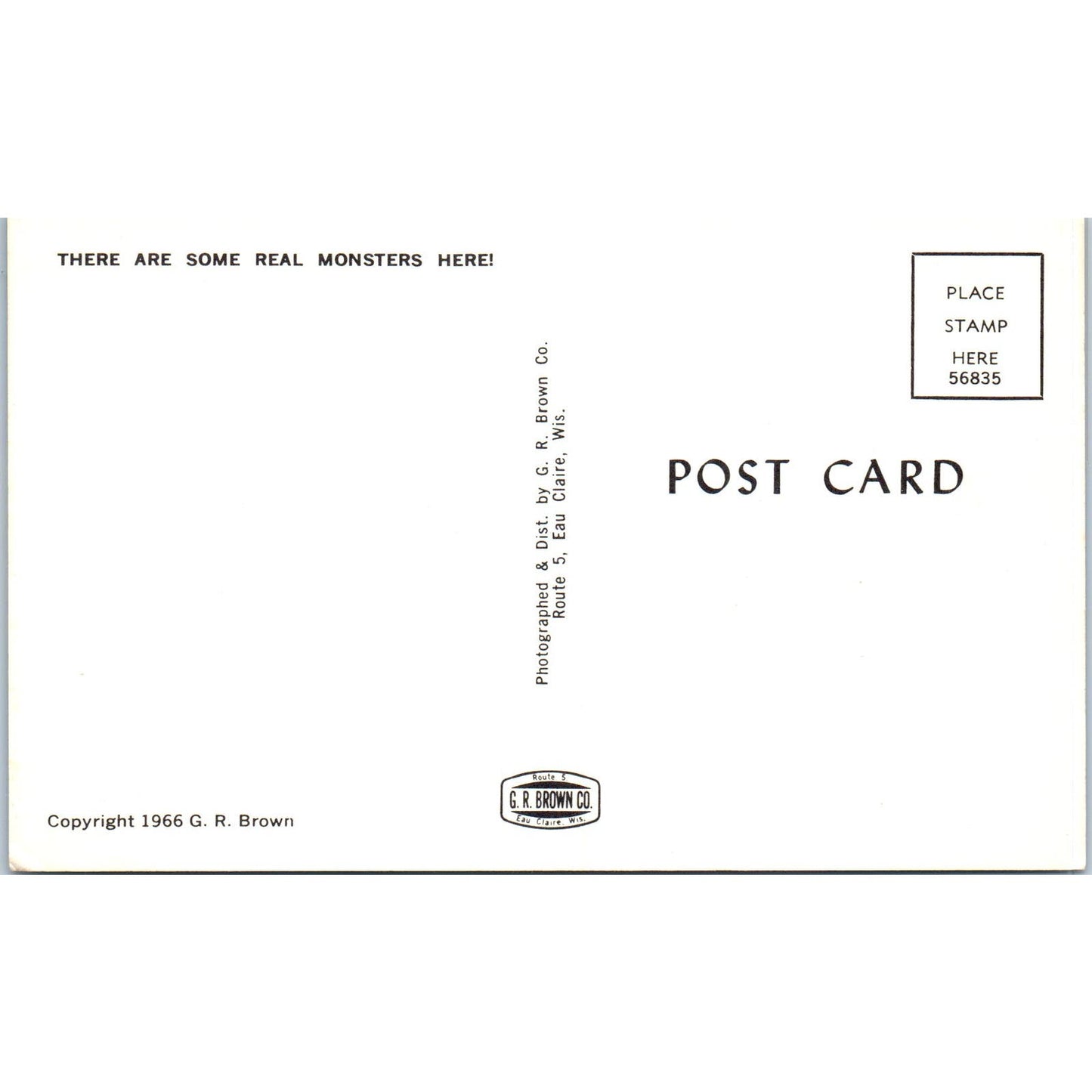 1966 Giant Fish Fishing in Rowboat Real Monsters Here Humor Postcard PC8