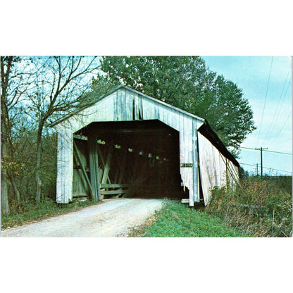 Montgomery County Harshbarger Bridge IN Vintage Covered Bridge Postcard PD1