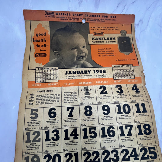 1958 Bill Scrimgeour Rexall Drugs Calendar Lester Prairie MN V23