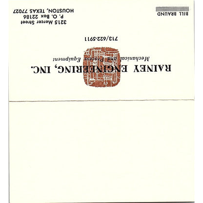 Rainey Engineering , Texas US Vintage Business Card SF3-B9