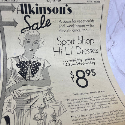 Atkinsons Department Store 8x18" 1935 Minneapolis Journal Advertisement D10