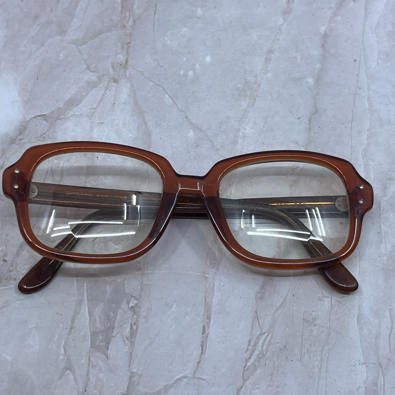 Vintage USS ROMCO Eyeglasses FRAME 4 1/2- 5 3/4 Brownish