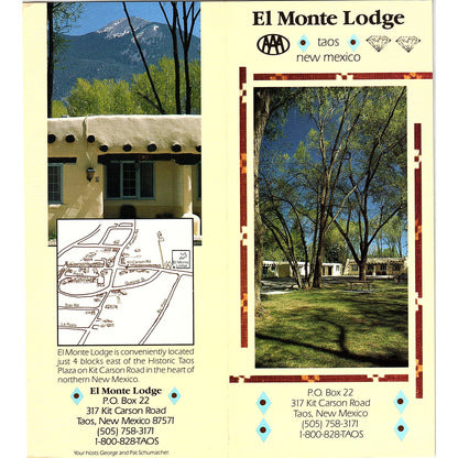 El Monte Lodge Taos New Mexico Edition Vintage Fold Out Travel Brochure TH2-TB1