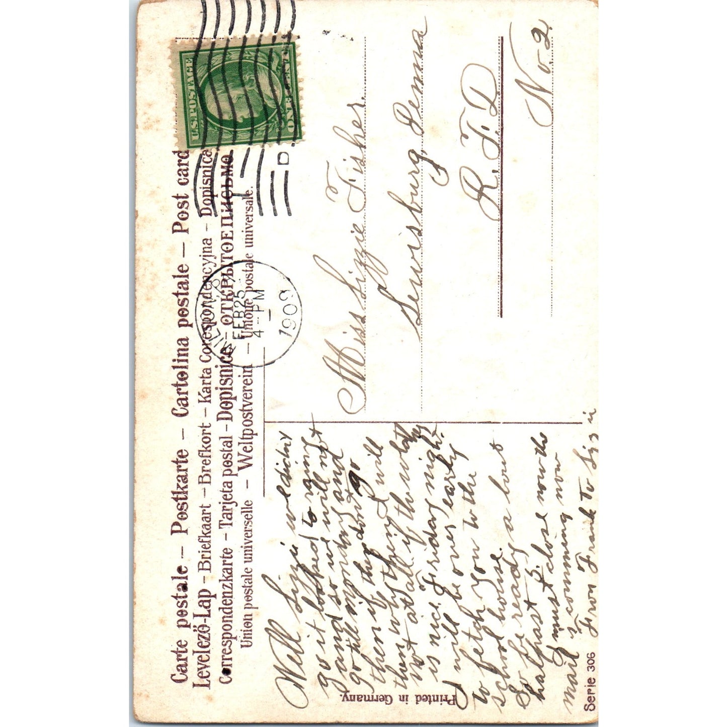 1909 Best Wishes Germany Dresden Gilt Bouquet Embossed Antique Postcard PD8