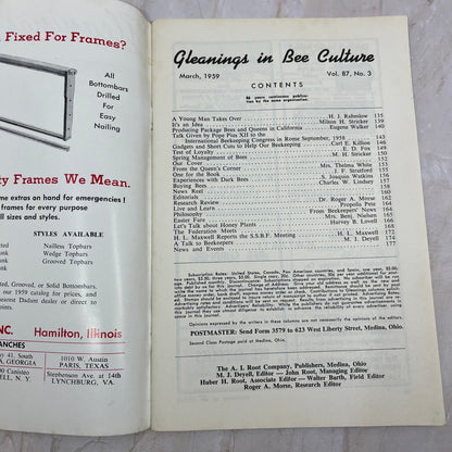 1959 Mar Gleanings in Bee Culture Beekeeping Magazine A.I. Root Co Medina OH TD5