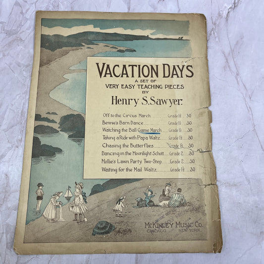 1908 Vacation Days Watching the Ball Game Henry Sawyer Antique Sheet Music Ti5