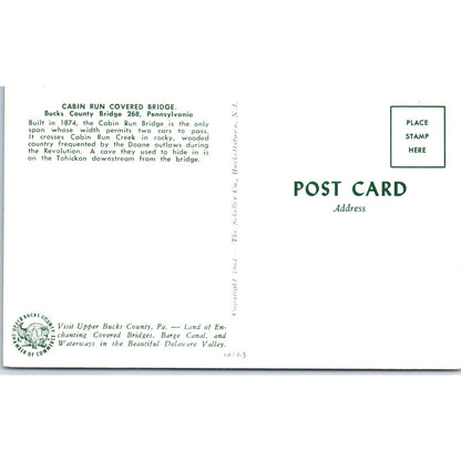 Cabin Run Bridge Bucks County 268 PA Vintage Covered Bridge Postcard PC17