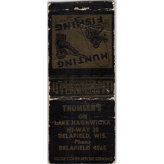 Thomsen's Lake Nagawicka Delafield WI Vintage Matchbook Cover SF3-Y5