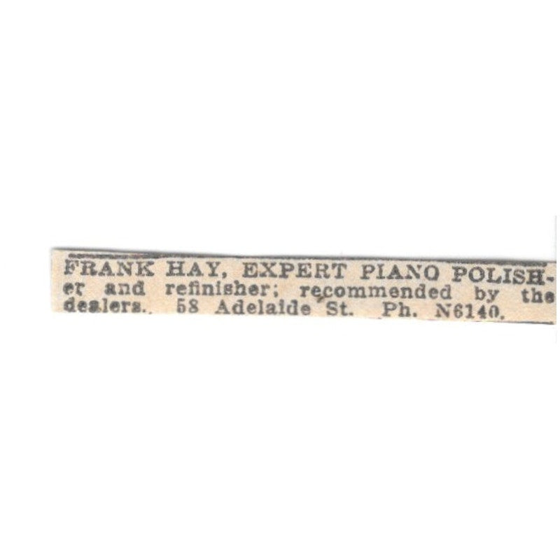 Frank Hay Expert Piano Polisher 58 Adelaide St Winnipeg 1920 Ad AG2-S6