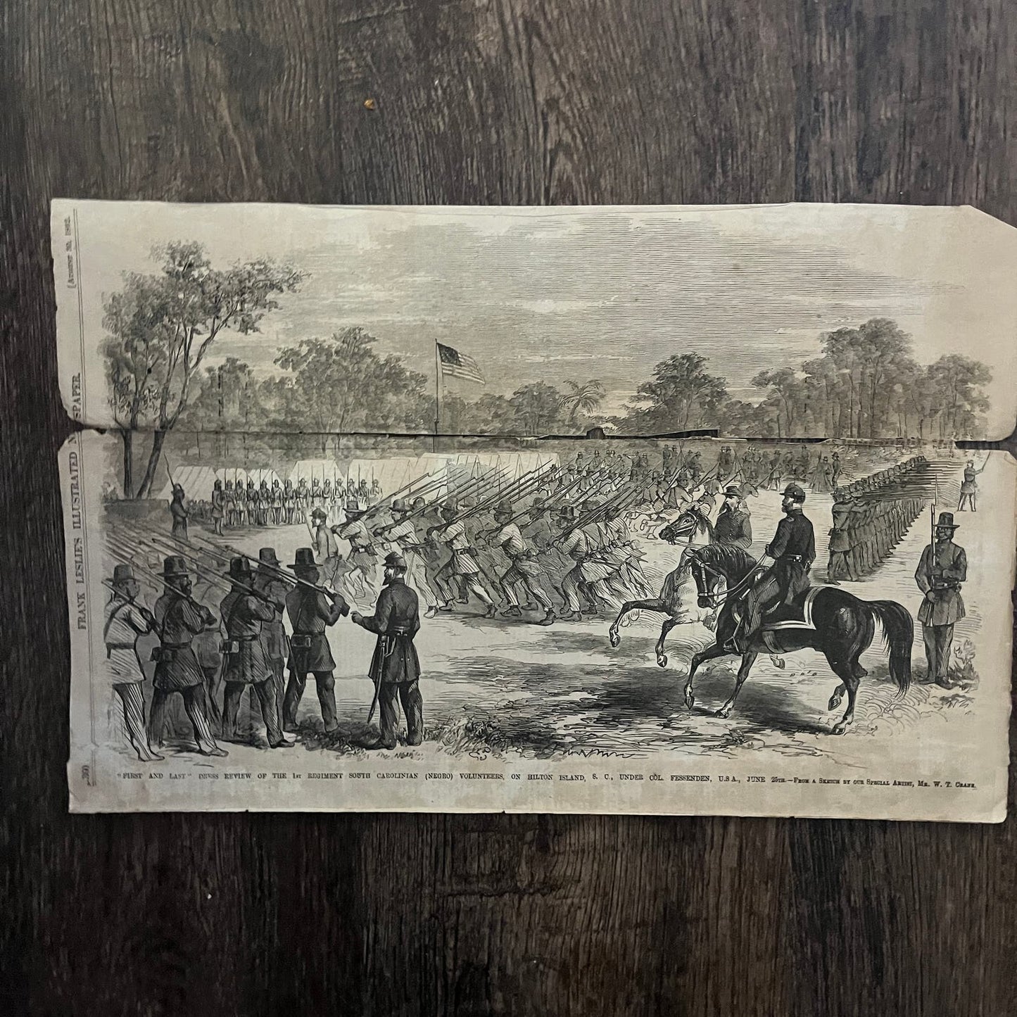 South Carolina 1st Negro Regiment Dress Review 1863 Civil War Engraving C100