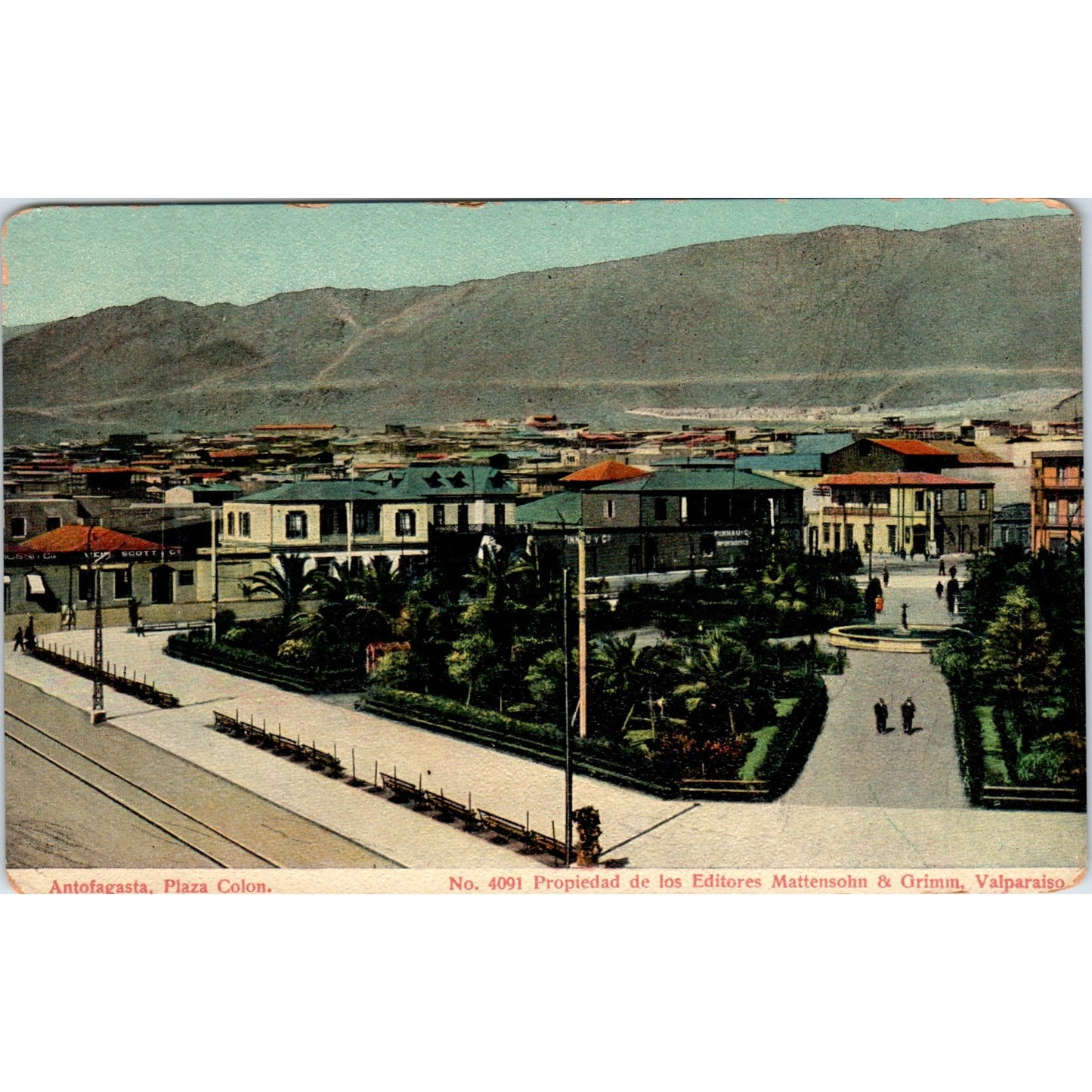 Antofagasta Plaza Colon Valparaíso Vintage Original Postcard PD1