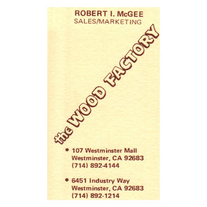 Robert I. McGee 107 Westminster Mall/ Industry Way, Westminster, CA Card SF3-B1