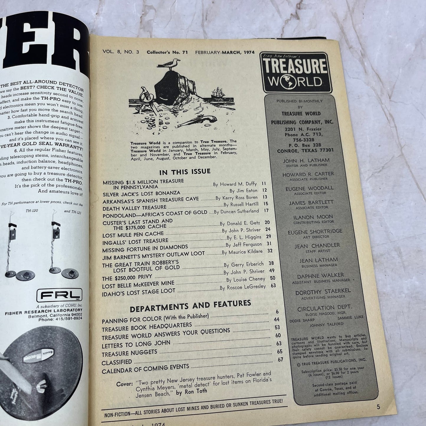 1974 March - Long John Latham's Treasure World Magazine - Treasure Hunting M13