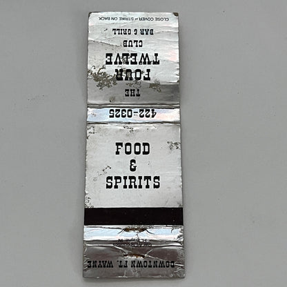 The Four Twelve Club Bar & Grill Fort Wayne IN Vintage Matchbook TB6-MB2-14