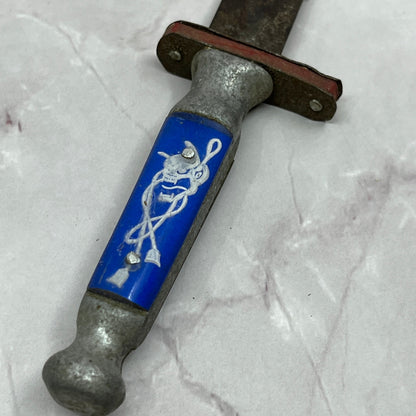 Vintage Japanese Metal & Blue/White Lucite Letter Opener 7" SC1