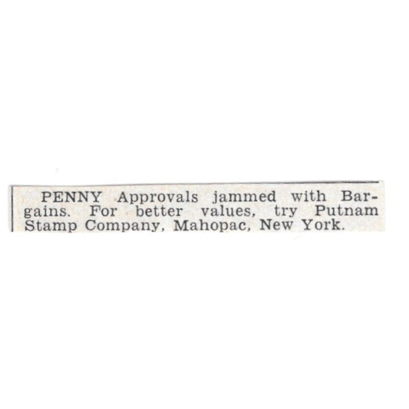 Penny Approvals - Putnam Stamp Company, Mahopac NY 1955 Ad AG1-S7