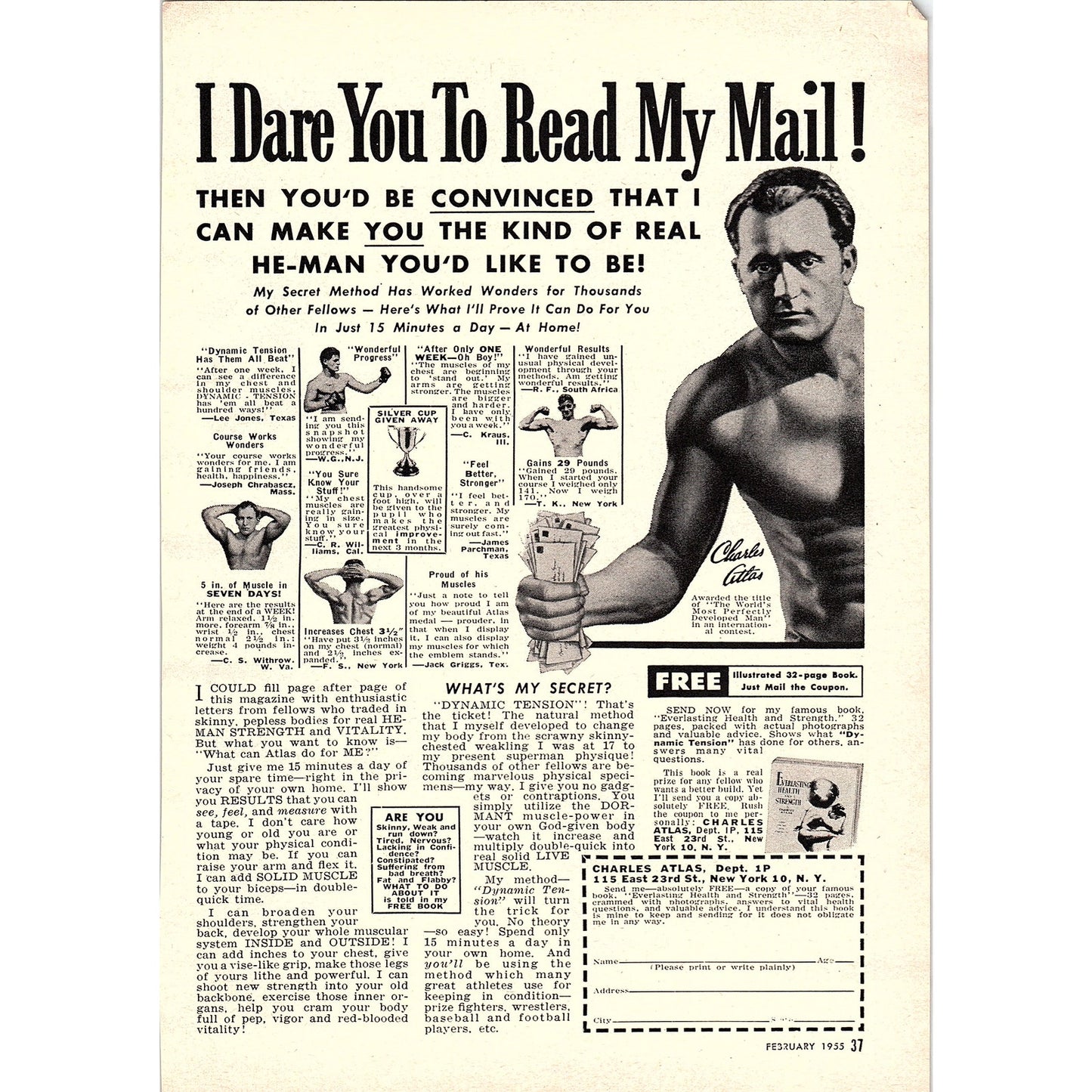 Charles Atlas Body Building 1955 Ad AG1-6